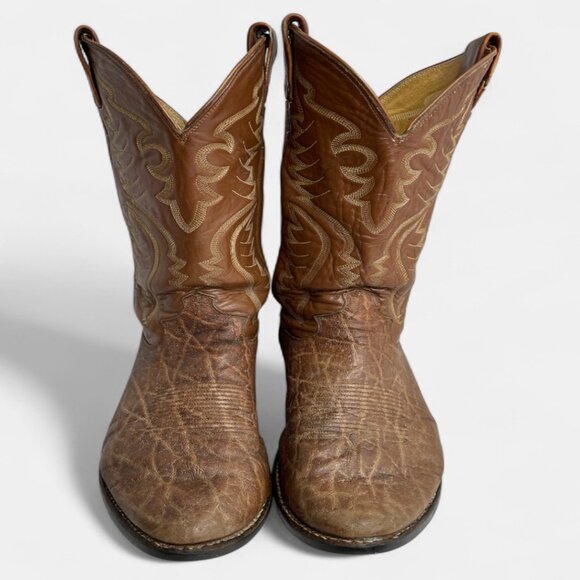 Justin Men's Western Boots Vintage Elephant Exotic Leather Cowboy 8.5 D - Picture 3 of 14